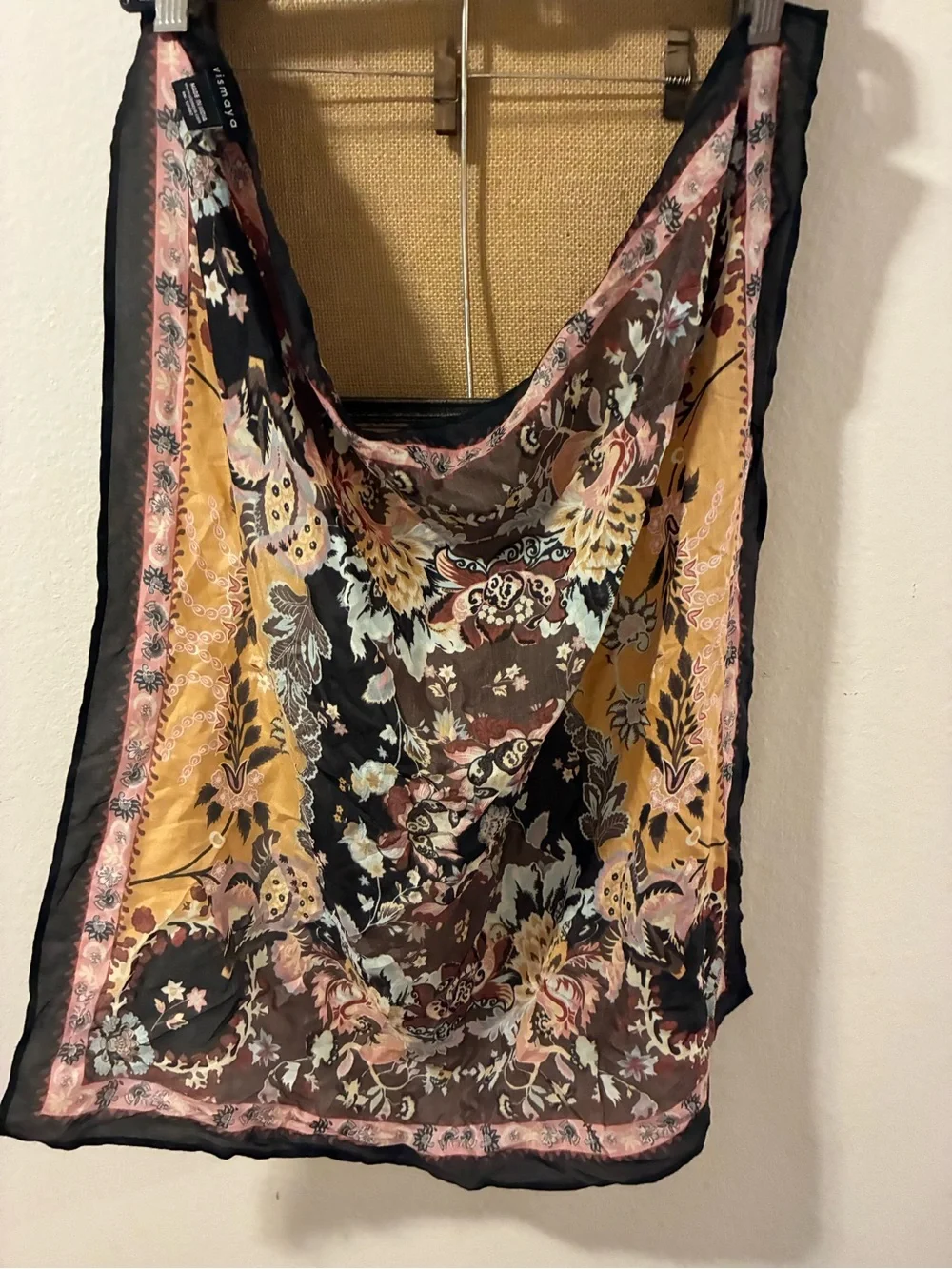 Maya Black Mustard Floral Lightweight Scarf